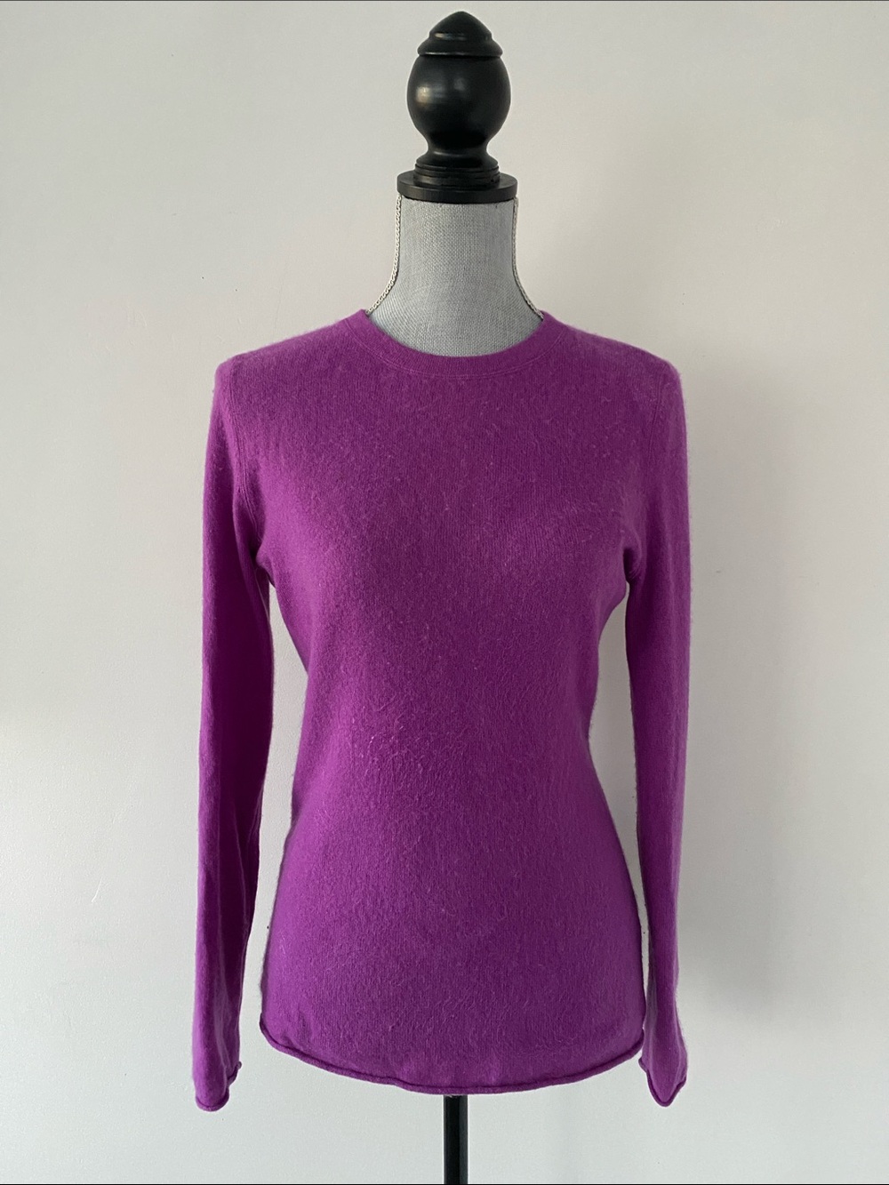 Garnet Hill Slim Cashmere Crewneck Sweater Bright Purple S Minimal Quiet Luxury